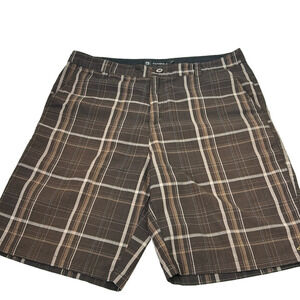 O'Neill Men's brown plaid bermuda shorts